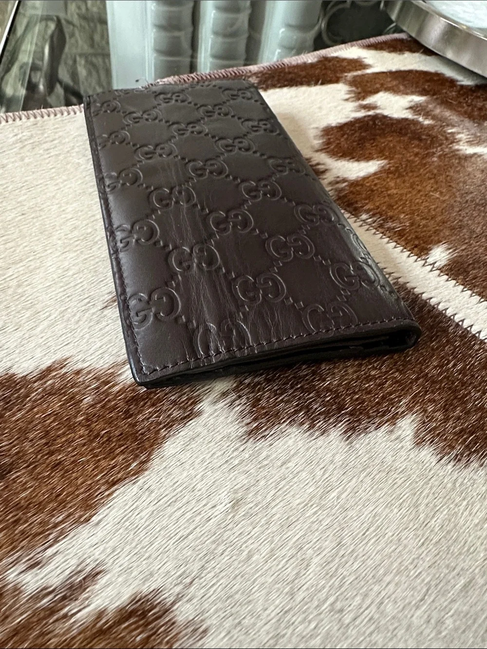 GUCCI GG Long Bifold Wallet Calfskin Leather Brown - Picture 8 of 9